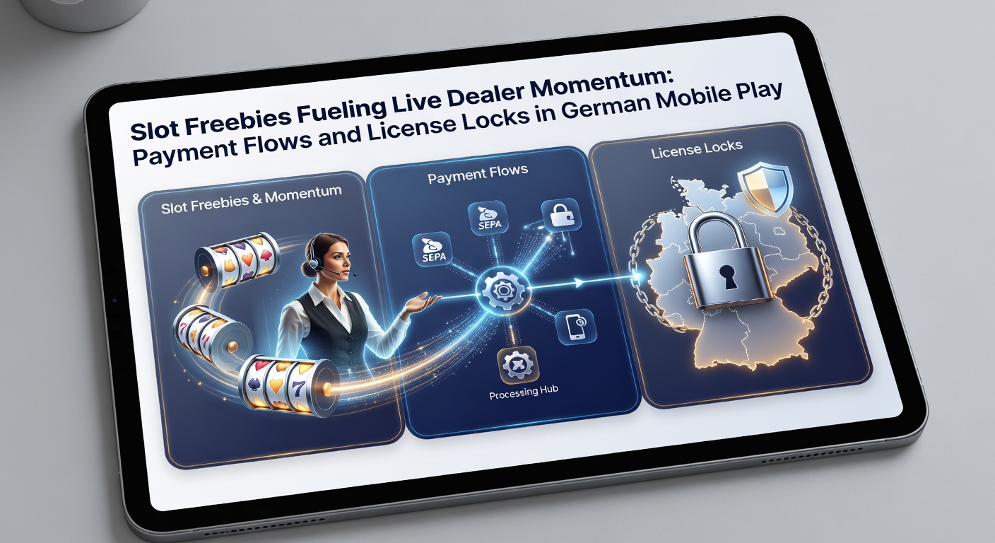 Grafik zeigt Zahlungsflüsse von Freebies zu Live-Dealer, mit GGL-Lizenz-Symbolen und Mobile-Wallet-Icons in einem deutschen Casino-App-Umfeld
