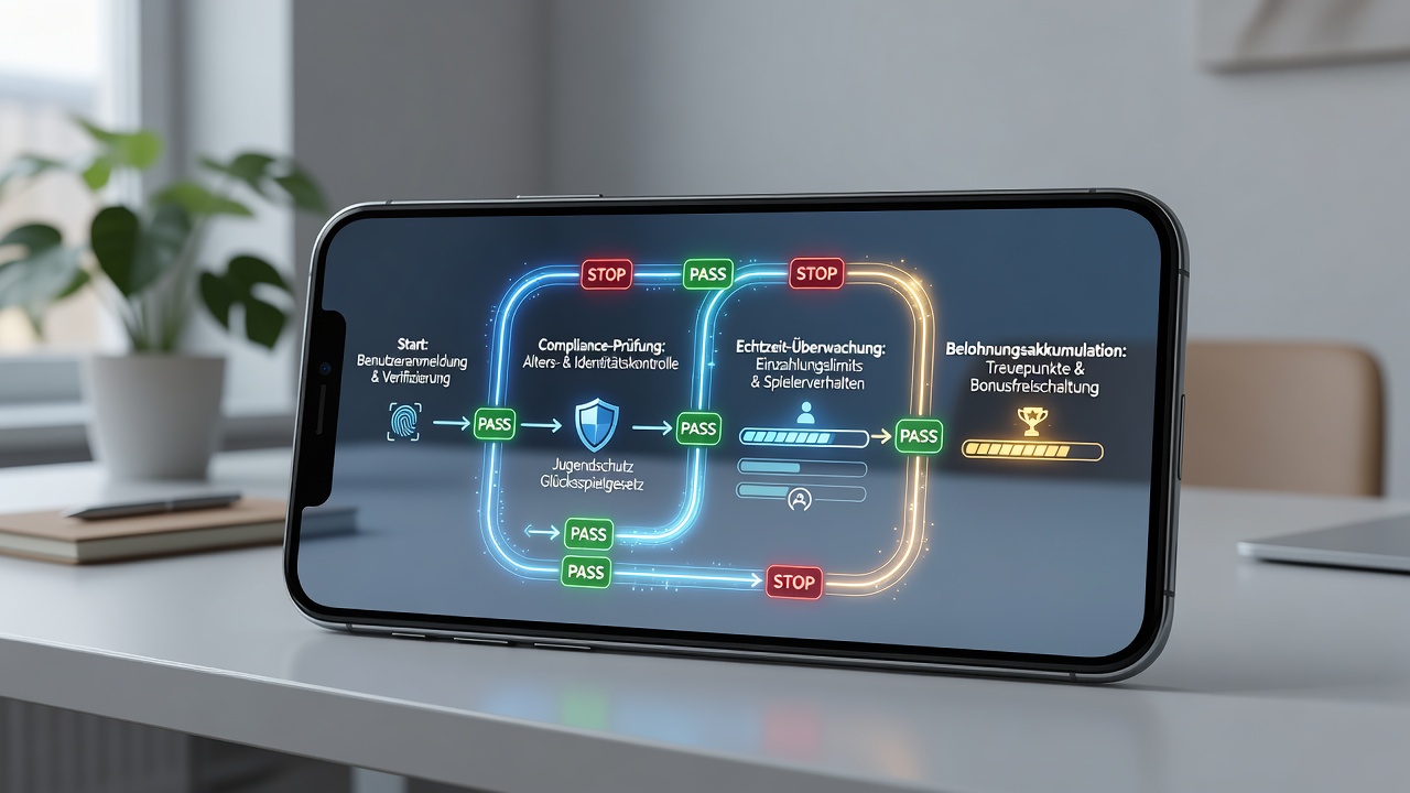 Technische Darstellung von Audit-Trails und Belohnungsakkumulation auf Smartphone-Displays